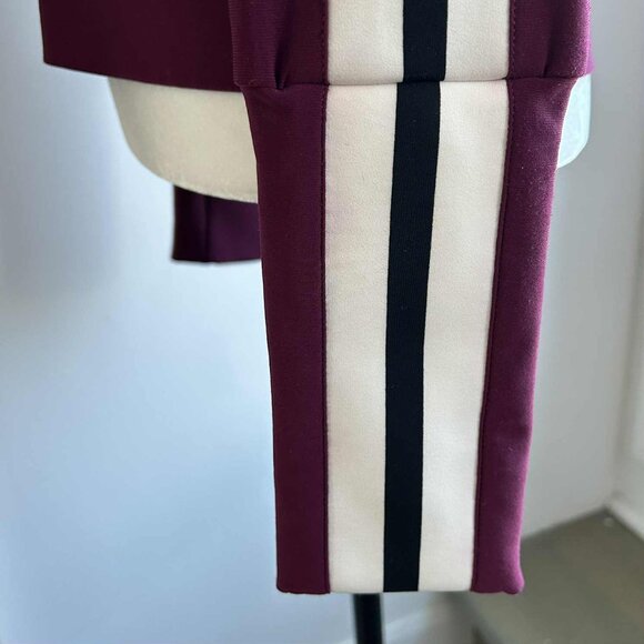 Norma Kamali Plum Stretch Iconic Track Jacket w/ Contrast Racing Stripes – US S - Picture 9 of 11